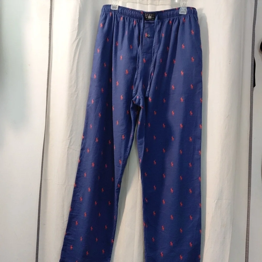 Polo‎ Ralph Lauren Sleepwear Mens Pants Blue Red Allover Pony Print Cotton